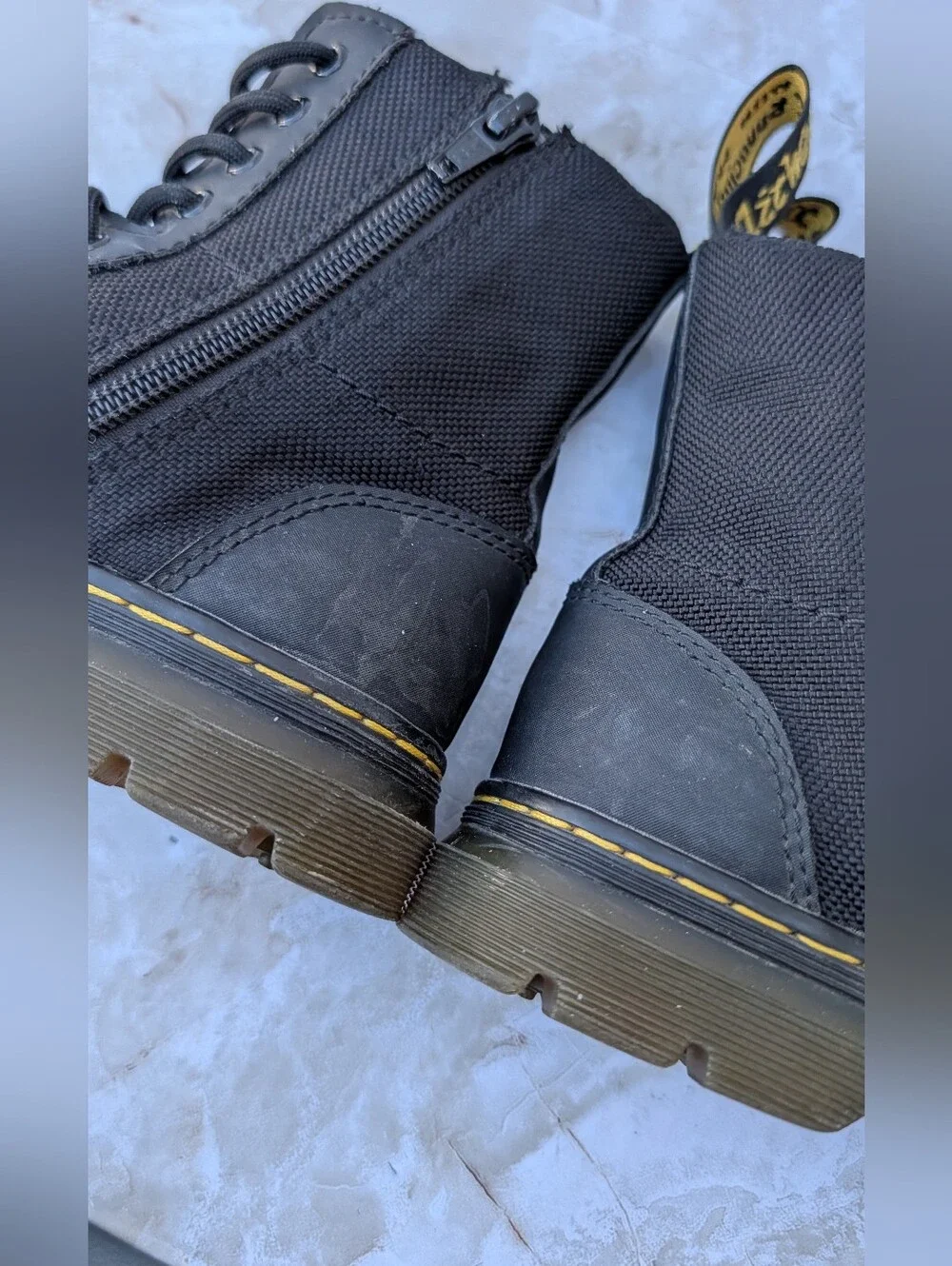 Dr. Martens Black Lace-Up Canvas Boots with Side Zipper Kids Sz 2